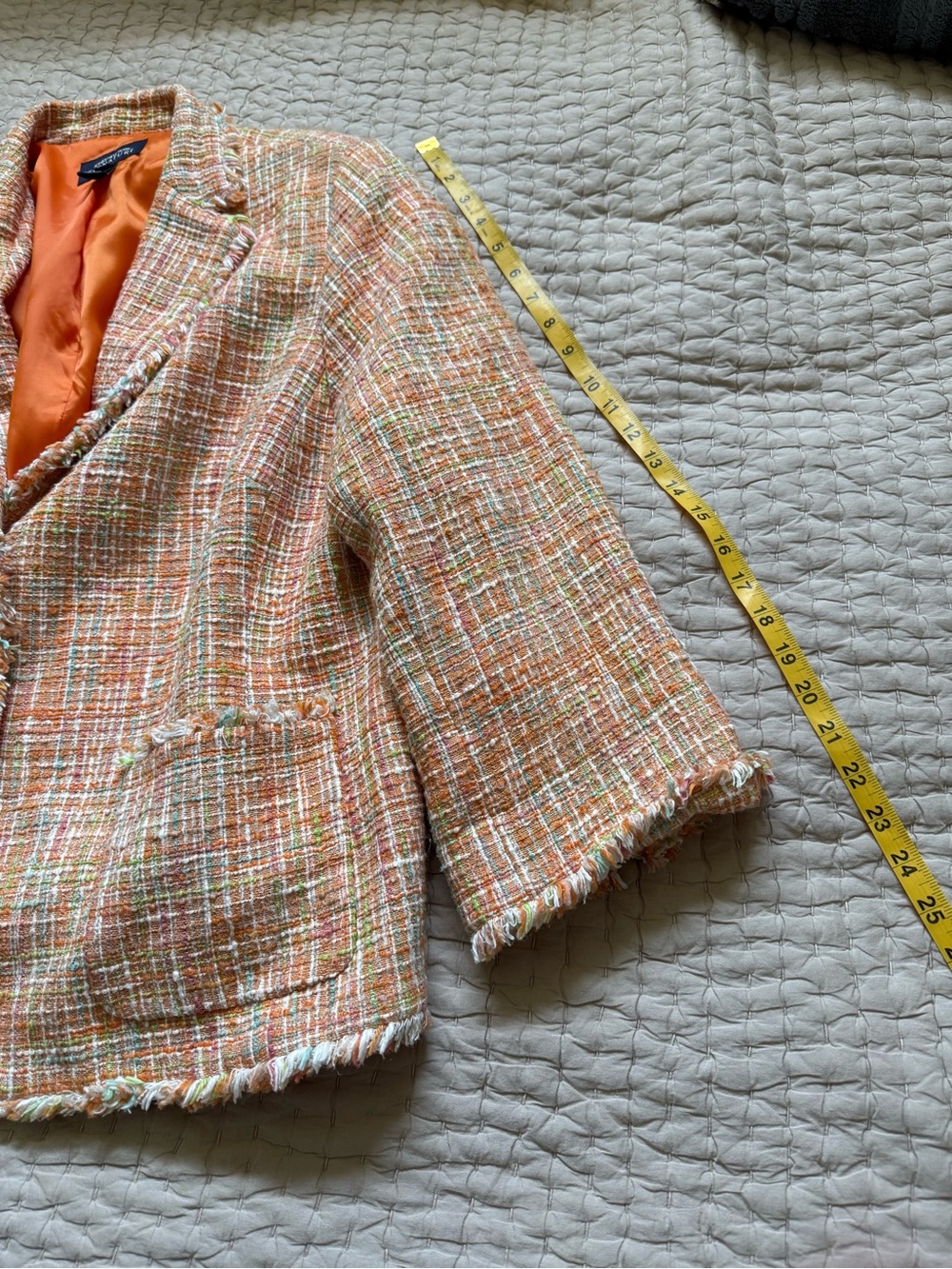 Jones New York Signature Orange Tweed Lined Blazer W/ Front Pockets Size 20W - Picture 10 of 13